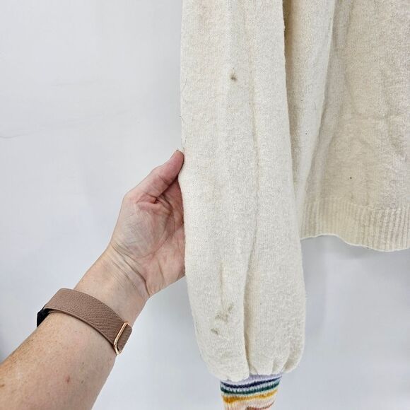 Madewell rainbow furry soft sweater alpaca wool blend large cream - Picture 5 of 5